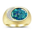 thumbnail image 1 of RYLOS Men's Designer Ring: 14K Yellow Gold with Mosaic Opal and Diamonds - Gold Rings for Men  Size 10, 1 of 6