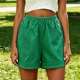thumbnail image 3 of Womens Cotton Shorts High Waisted Comfy Athletic Solid Shorts with Pockets Loose Fit Daily Shorts, 3 of 6