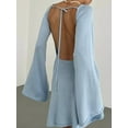 thumbnail image 3 of Gupgi Femmes Tricot Robe de Couleur Unie Backless Manches Longues Décontractée Robe Courte, 3 of 5