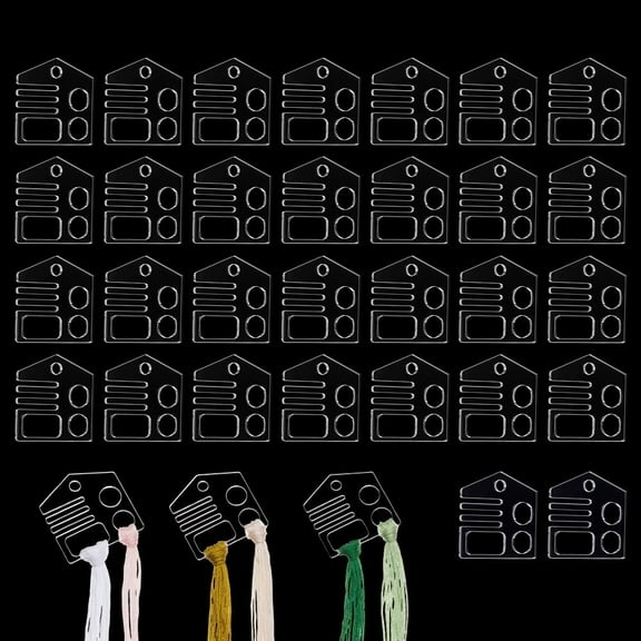 30pcs Floss Drops Embroidery Floss Organizer Clear Acrylic Embroidery Floss Bobbin Thread Holder with Label Tag Slot for Embroidery Stitch Sewing Floss Storage 1.54×1.54inch
