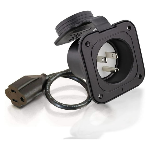 15A Flanged Inlet RV Power Socket With Cord AC Port Receptacle For Camper Car Boat Caravan