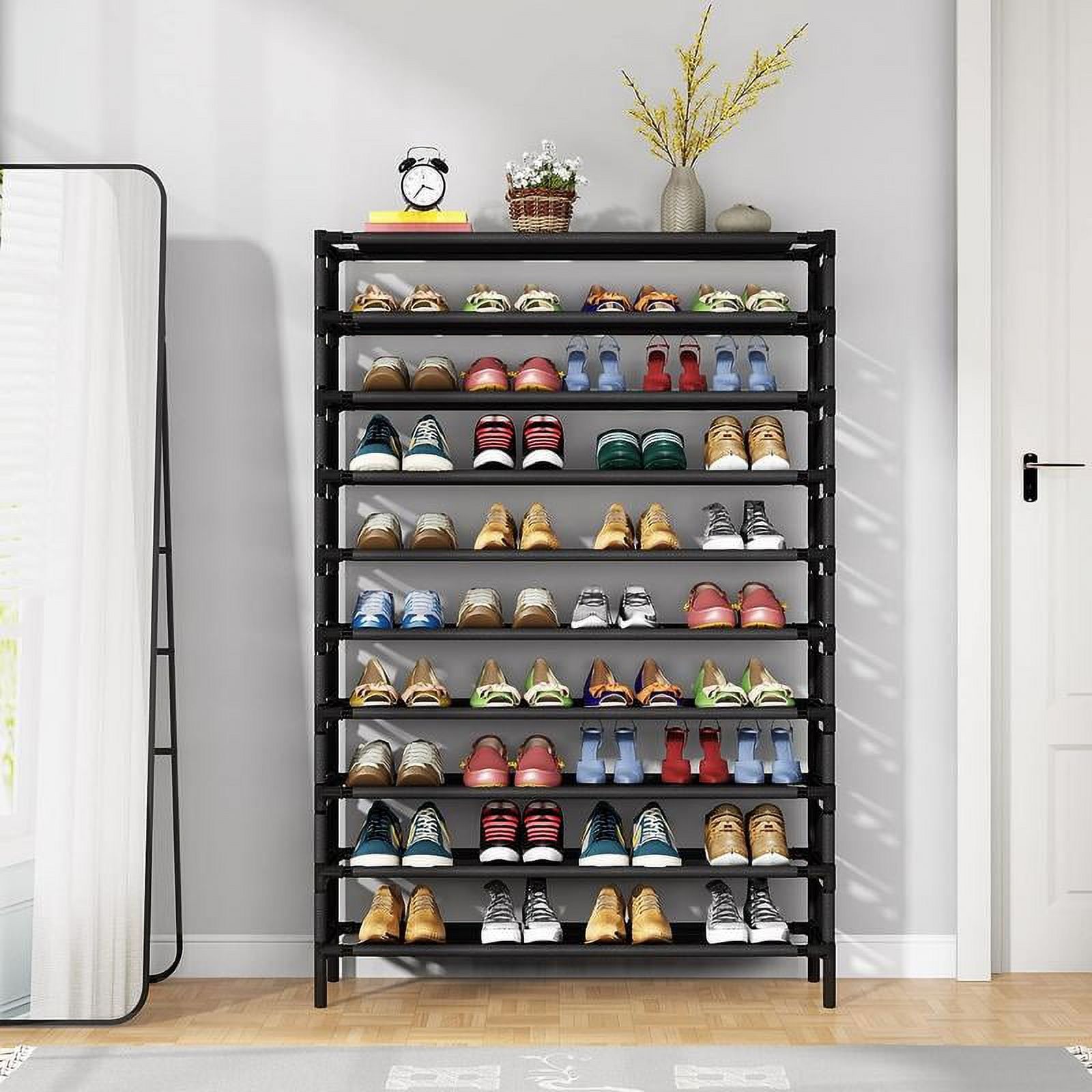 10-Tier Shoe Rack, 50 Pairs Space-Saving Shoe Storage Metal Organizer for Entryway, Bedroom, Closet, Living Room, shoe rack organizer