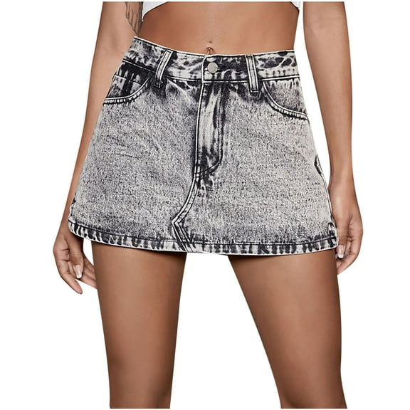 Shorts Womens Clearance Women's Summer Fashion Design High Waist One Button Comfortable Stretch Denim Skirts