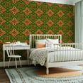thumbnail image 2 of Peel and Stick Wallpaper Contact Paper Floral Boho Brown Peachpuff Green Retro Flowers Leaves Geometric Self Adhesive and Removable 23.6in x 118in, 2 of 8