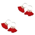 thumbnail image 3 of Qarigey Pendientes de araña Moda Bohemia Estilo vintage Étnico Paja Boho Borla Oreja Cuelga Pendientes de aro Accesorios Rojo 2piezas, 3 of 6