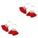 thumbnail image 3 of Sonducket Chandelier Earrings Fashion Bohemian Ethnic Fan Dangle Girls Valentines Accessories Ear Tassel Wedding Day Hoop Earring Rojo 2Conjunto, 3 of 6