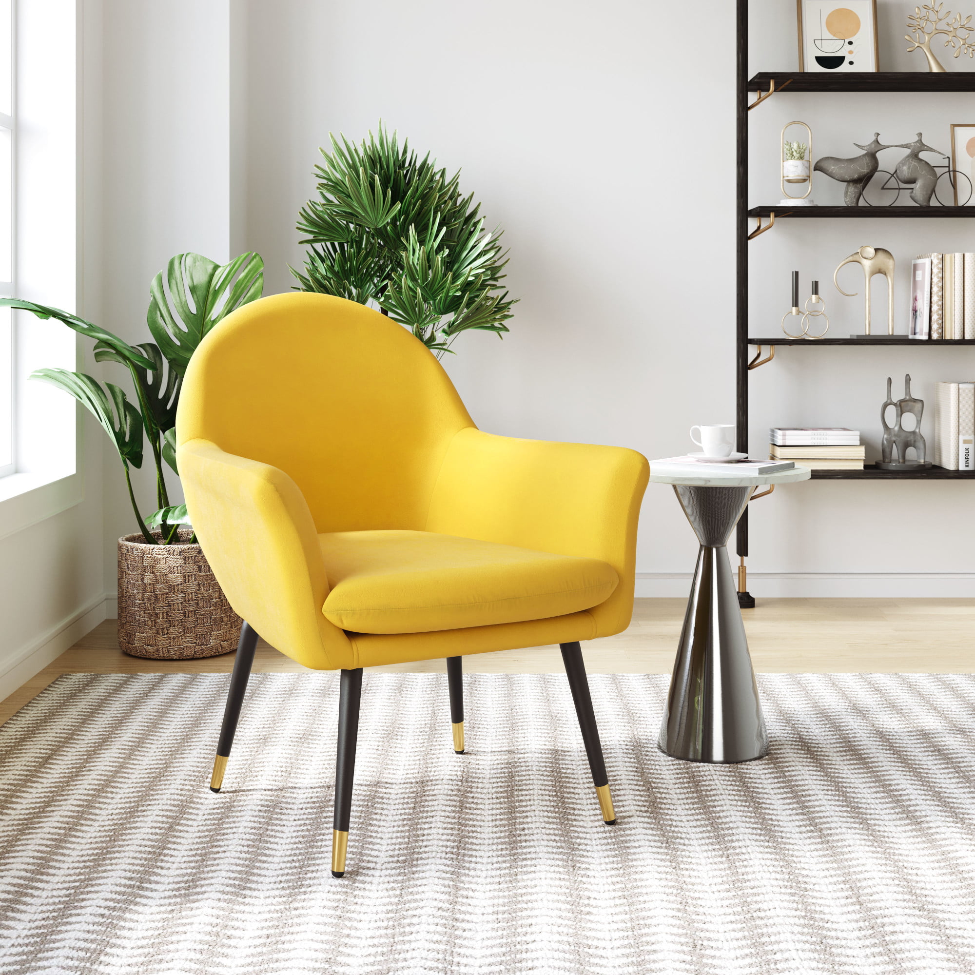York Fabric Tub Chair Armchair Dining Living Room Office Reception Yellow 