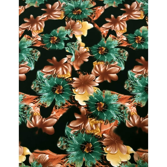 Fall Big Floral Design on Light Weight Polyester ITY Fabric by The Yard