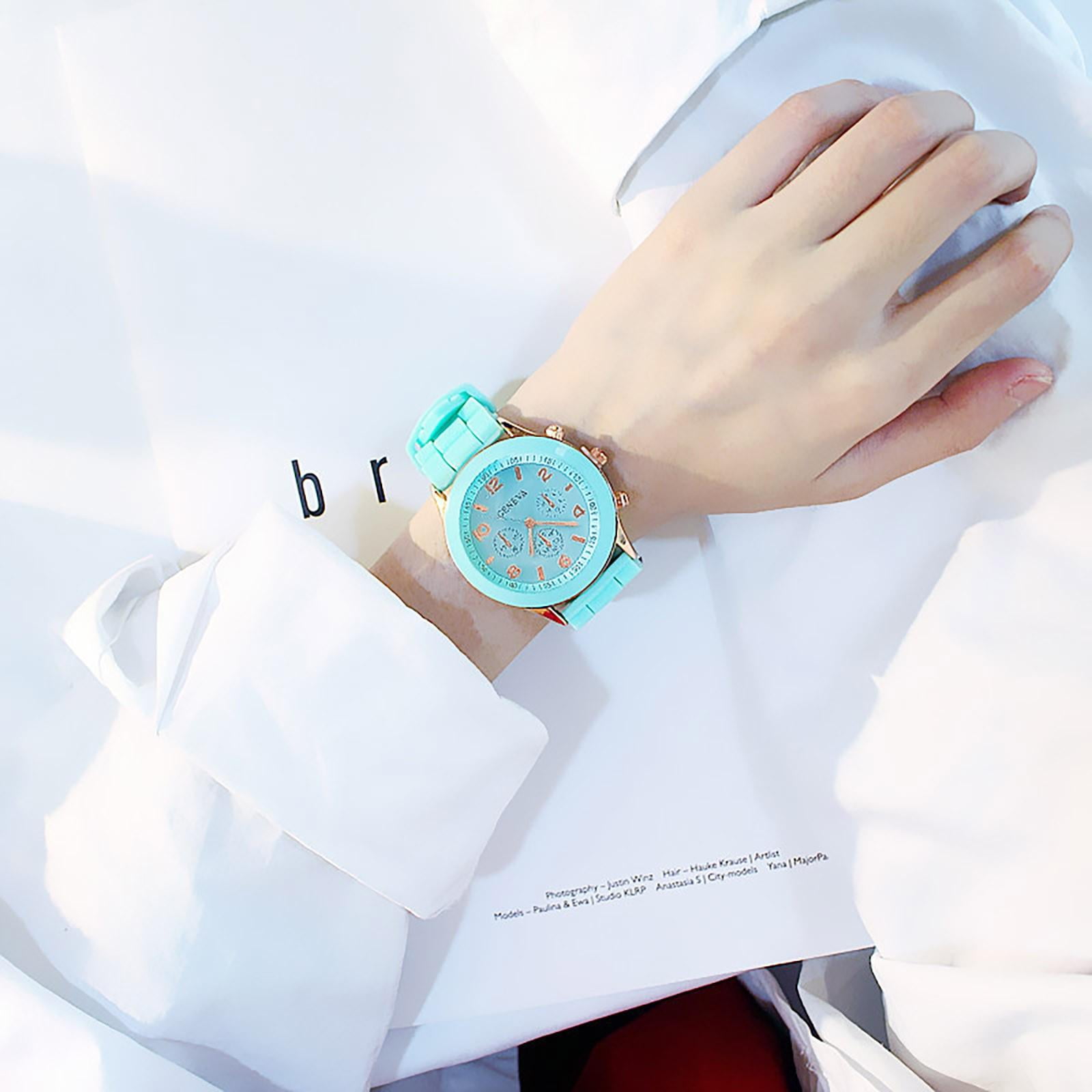 Oversized Women's Watch, Pastel Yellow, Fashion Watch, Casual Watch, Silicone Strap, Rose Gold Hardware, Waterproof, Chronograph Watch, Tachymeter, Easy to Read, Date Display,