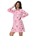 thumbnail image 4 of FEREMO Long Sleeve Nightgowns for Women Cotton Printed Sleepshirt Soft Loose House Dresses 2 Pack, 4 of 8