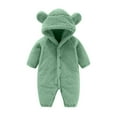 thumbnail image 2 of Newborn Baby Boys Girls Bear Outfit Winter Hooded Romper Teddy Fleece Thermal Snowsuit Long Sleeve Cute Onsies Warm Footie One Piece Outerwear Winter Jumpsuit Coat Green 12-18 Months, 2 of 6