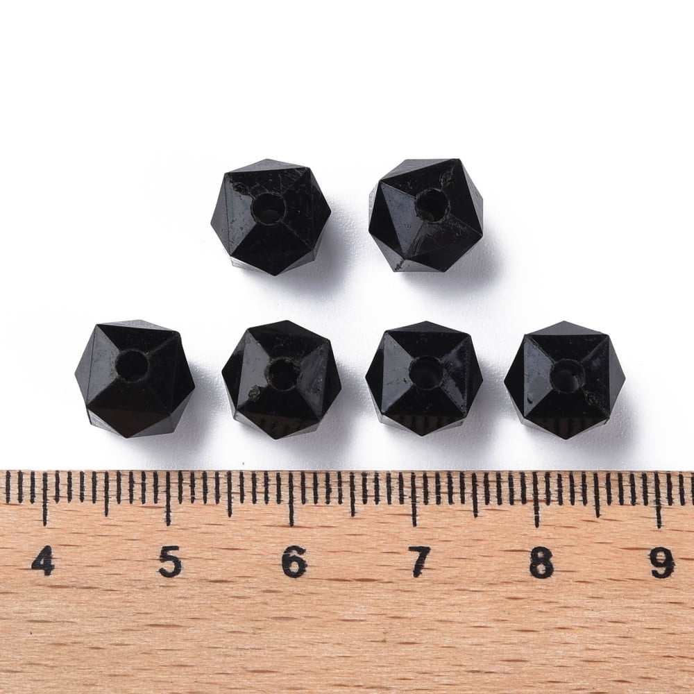Opaque Acrylic Beads Faceted Square Black 10x10x9mm Hole: 2mm 1068pcs/500g
