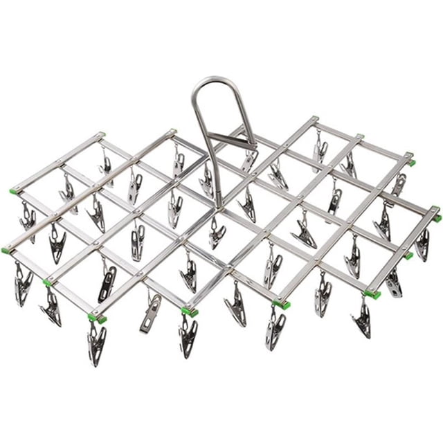 Stainless Steel Clothes Drying Racks with 35 Clothespins for Socks, Shorts, Underwear and Baby Clothes