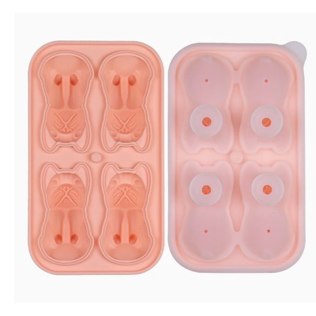 Molde for cubitos de hielo con forma de perro, bandeja de hielo con prensa de silicona for hacer hielo fácilmente en casa, 1 ud.