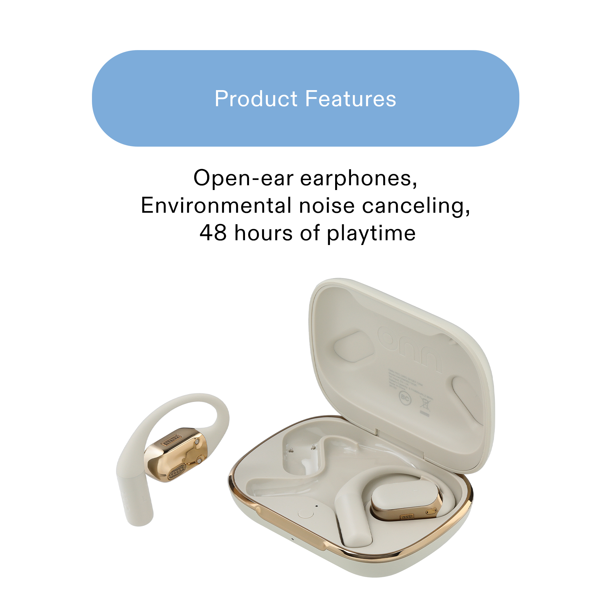 onn Audífonos inalámbricos de oído abierto Trekster Pro, blanco 4