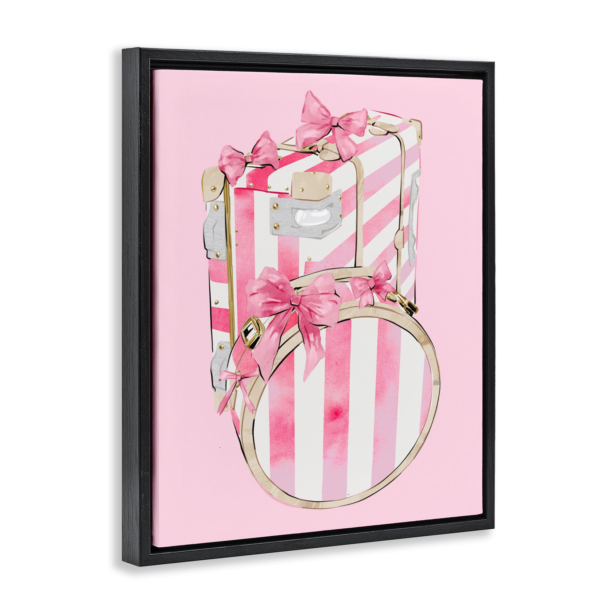 Pastel Stripe Luggage Black Framed Floater Canvas Wall Art, design by Ziwei Li