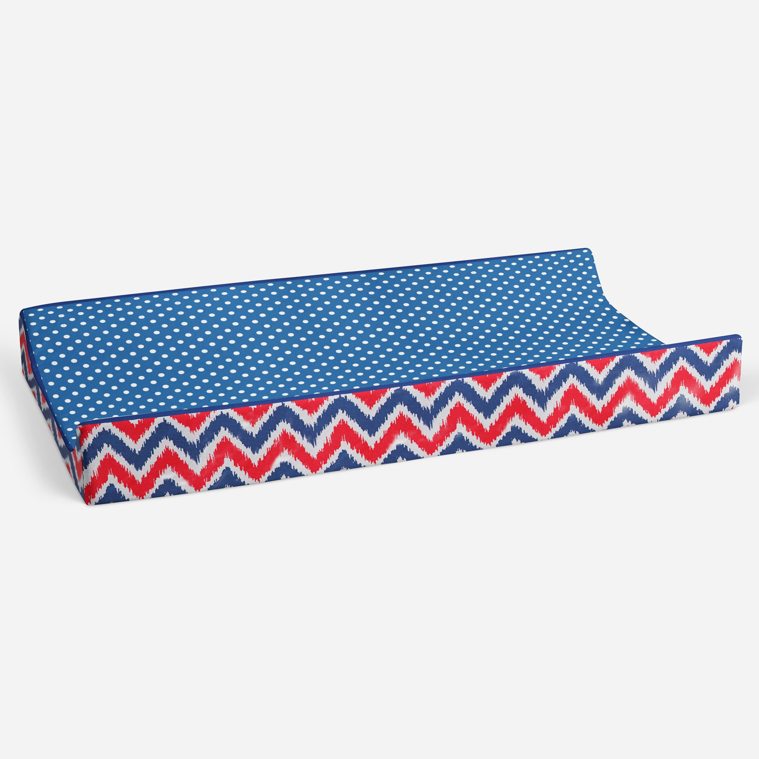 Bacati - Mix N Match Chevron/Dots Navy/Red Boys Quilted Changing Pad Cover