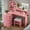 Pink, variant on Lacoo L-Shaped Corner Vanity Desk with LED Mirror & Stool, 5-Drawer Makeup Vanity Table with Charging Station & Hair Dryer Rack, Space-Saving Corner Vanity Set for Bedroom, White