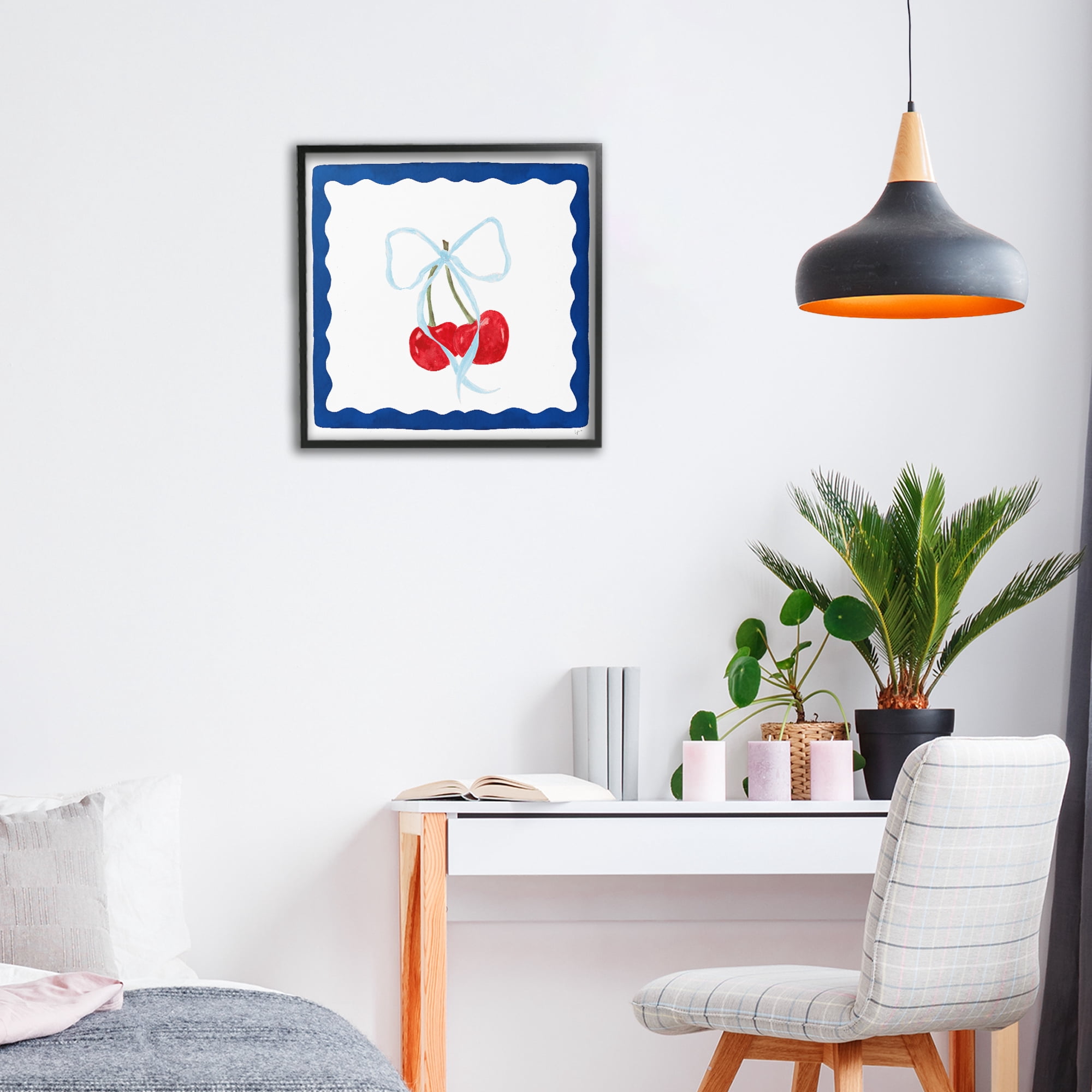 Stupell Industries Summer Bordered Cherries Black Framed Giclee Art, design by Lucille Price