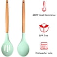 thumbnail image 3 of Cucharas para cocinar, cuchara de cocina de silicona, juego de utensilios de cocina de madera, juego de utensilios de cocina antiadherentes, 480f resistente al calor de goma antiad, 3 of 5