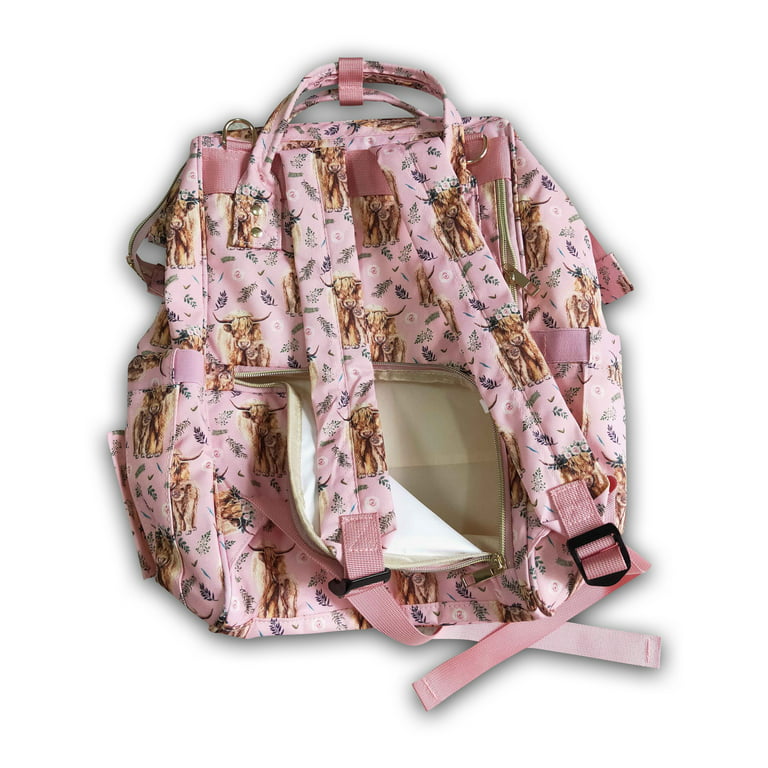 Boutique Cow Print Diaper Bag Pink Flower Best Backpack For Travel Good  Quality New Design Hot Selling Western Wholesale Best Price Diaper Bag 