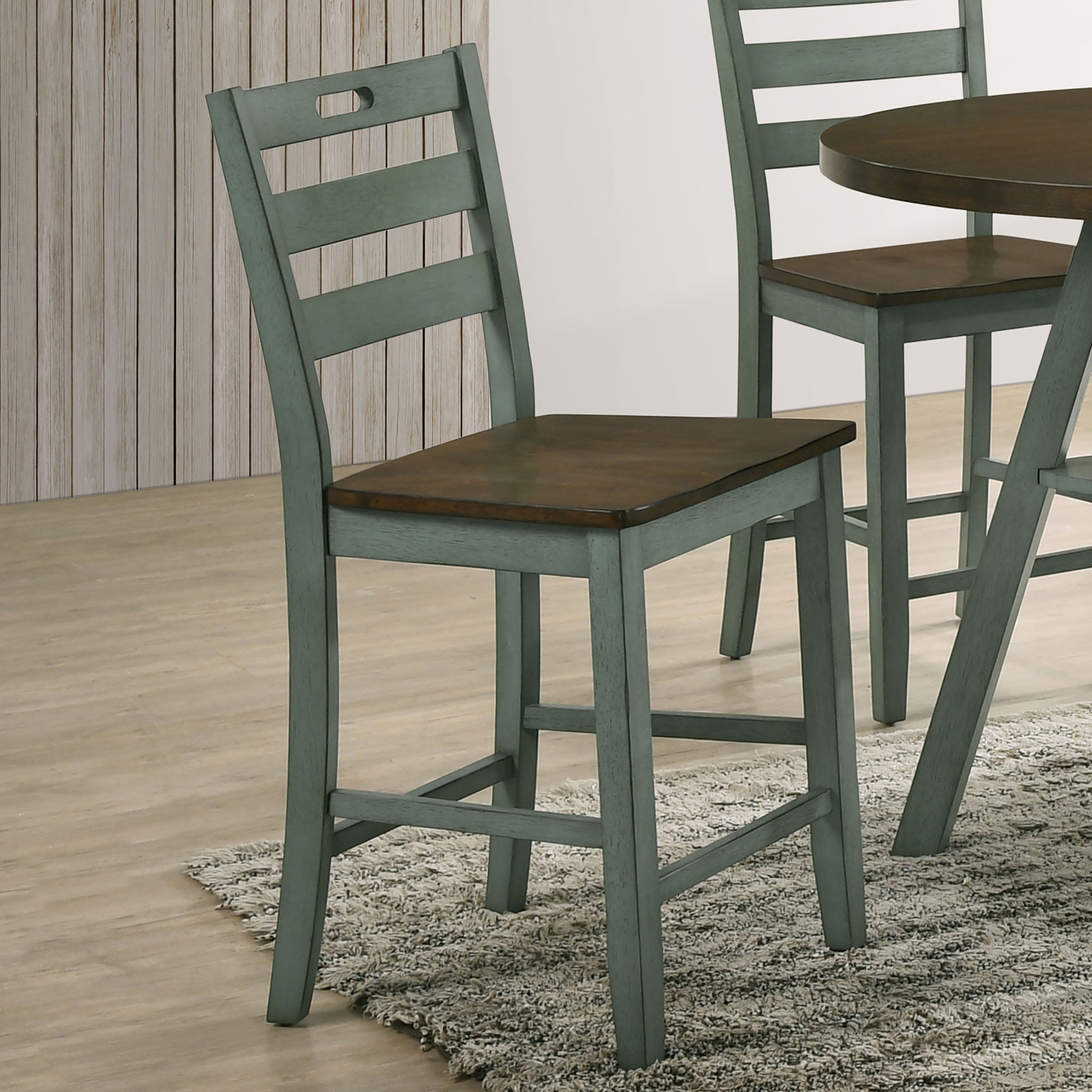 Furniture of America Donia Wood Counter Chair- Set of 2, Antique Green