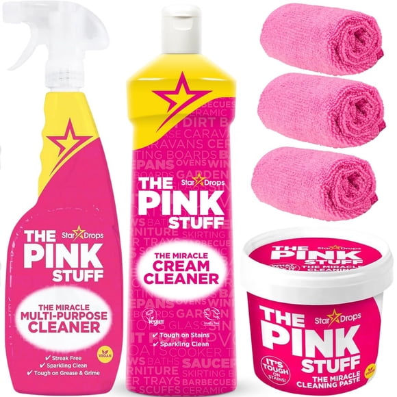 Ensemble de 6 / The Pink Stuff Vaporisateur Tout Usage Multiusage 750 ml, Pâte Nettoyante Miracle 500 g, Nettoyant Crème Miracle 500 ml, Livré avec