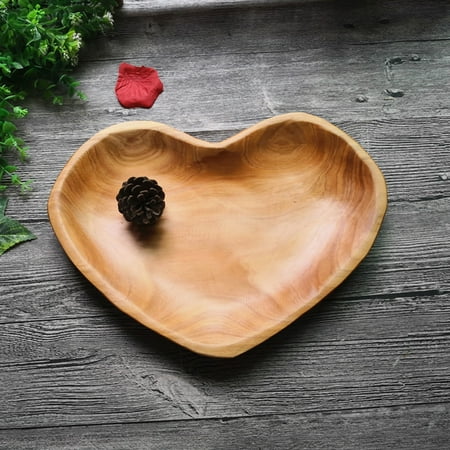

Kaesi Fruit Plate Eco-friendly Storage Wood Wooden Heart Shape Snacks Serving Tray for Home