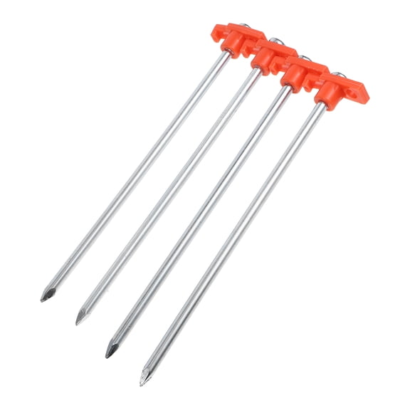 WASHWEPE 4Pcs Camping Tent Stakes Heavy Duty Orange for Secure Outdoor Tent Anchoring