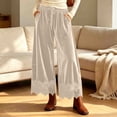 thumbnail image 6 of Karymi Athletic Shorts for Women Solid Velvet Wide Leg Long Pants, Elastic Drawstring High Waist Trousers, Hollow Lace Scalloped Hem Side Pockets Palazzo Pants Sweatpants Women, 6 of 8