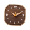 thumbnail image 4 of Reloj de mesa analógico pequeño de madera, cuadrado, silencioso, sin , para mesita de noche, 13,4 x 13,4 x 2,5 cm, para usos múltiples, 4 of 8