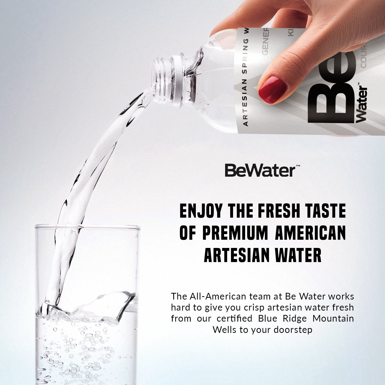 Be Water Artesian (4 cases of 6) from Natural Blue Ridge Mtn Wells & Pure Artesian Springs - Naturally Flowing, Safe Ionized Premium Bottled Drinking Agua Embotellada/Safe BPA Free Hydration