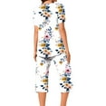 thumbnail image 3 of Teissuly 2PC Fashion Woman V Neck Short Sleeve Blouse +Loose Pockets Pants Sets, 3 of 5