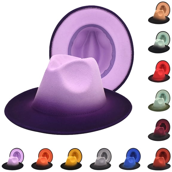 Unisex Color Gradient Jazz Hat - Fashion Wool Beret with Classic Brim for Men & Women, Retro Outdoor Visor Cap for Photoshoot, Street Style, Daily Wear