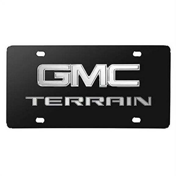 GMC Terrain 3D Dual Logo Black Stainless Steel License Plate