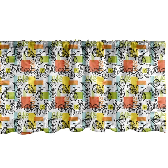 Ambesonne Bicycle Window Valance, Geometric and Colorful, 54" X 12", Multicolor