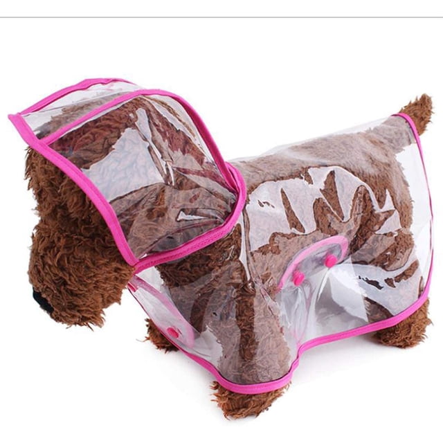 Impermeable para mascotas, impermeable ligero de plástico transparente con capucha para mascotas (rosa, L)