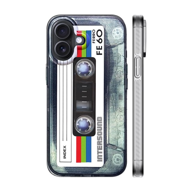 Funda KIOMY para iPhone 16, diseño retro de cinta de casete 3D
