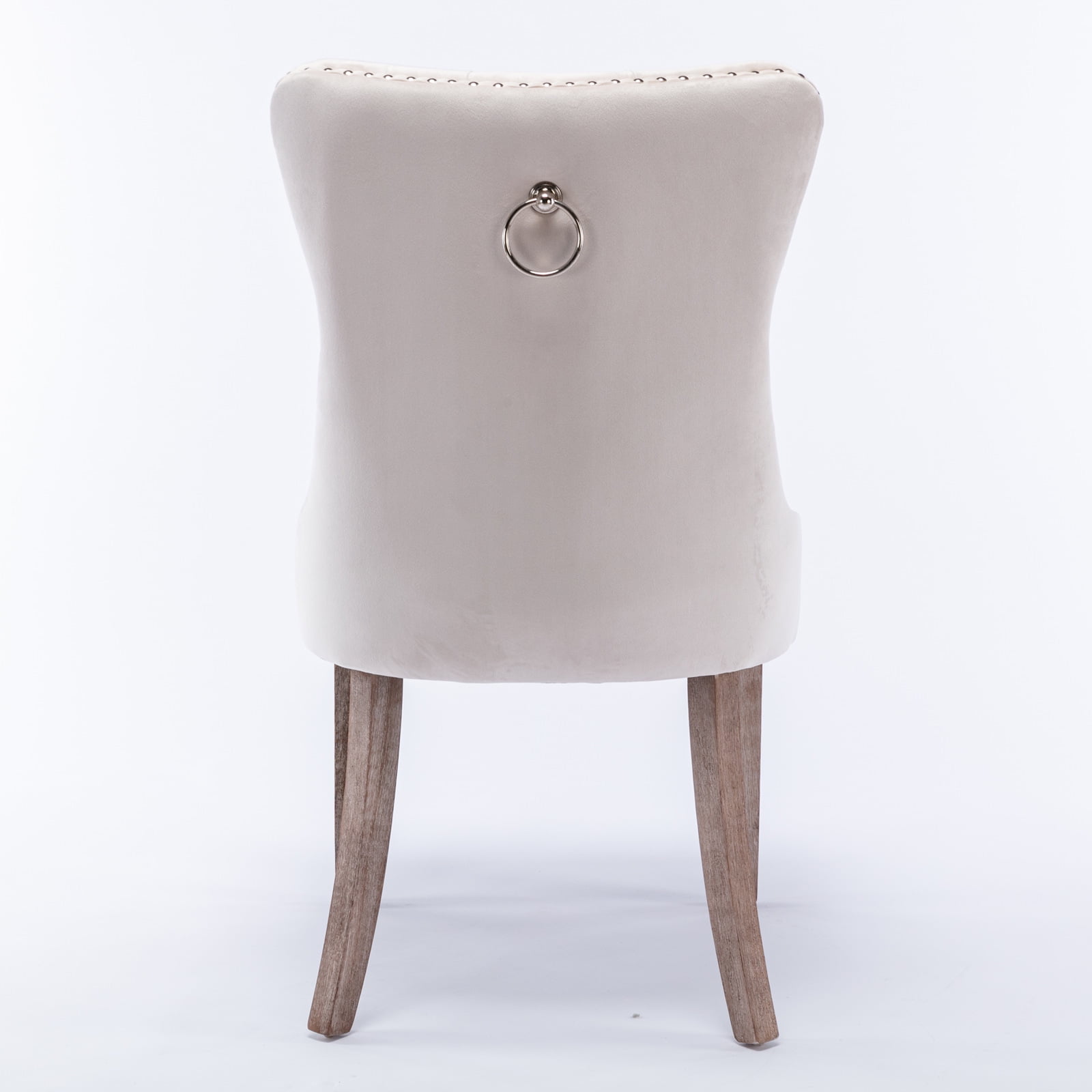 Resenkos Upholstered Tufted Dining Chairs Set of 2 with Nail Head Decor, Beige Velvet Fabric Resenkos Upholstered Tufted Dining Chairs Set of 2 with Nail Head Decor, Beige Velvet Fabric
