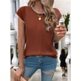 thumbnail image 5 of Womens Summer Cap Sleeve Tops Casual Crew Neck Sleeveless Knit Sweater Vest Loose Fit Pullover Tank Tops Coffee Color L, 5 of 8