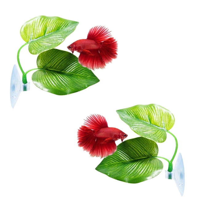 4 Packs de Colchón de Hoja de Planta de Hamaca de Pez Betta, Zonas de Desove de Peces, Cama de Descanso de Cría, Succión de Plástico, Cómodo y Seguro (Individual Hoja)