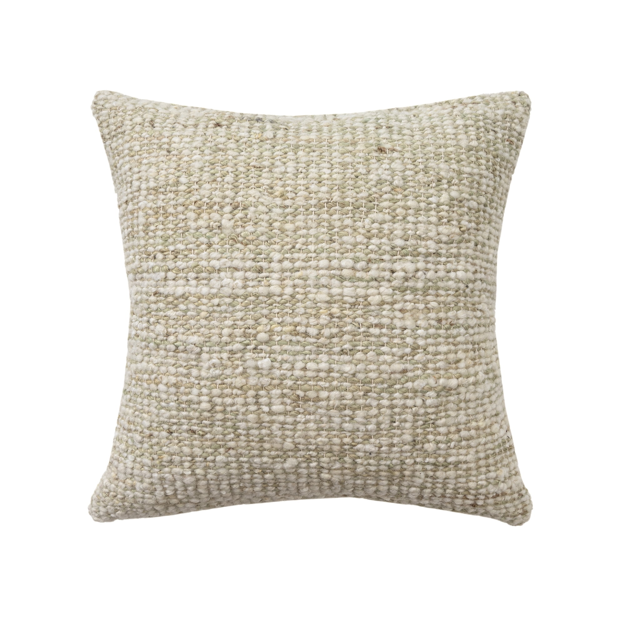 Harlow Hill Tulsa 22" x 22" Ivory/Green Striped Wool Blend Adult Decorative Throw Pillow Cover