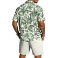 thumbnail image 4 of longantii 2 Pieces Outfit for Men Elastic Button Hawaiian Shirts and Shorts Comfy Short Sleeve Beach Tees and Shorts Summer Shirt and Beach Shorts Sets Light Green M, 4 of 6