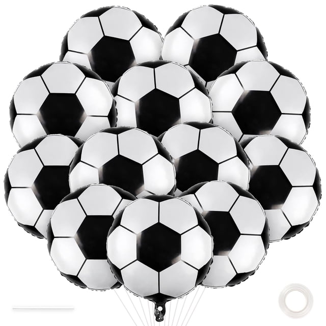 Globos de fútbol YOTHORN, 12 piezas, 46 cm, decoración de fiesta metalizada