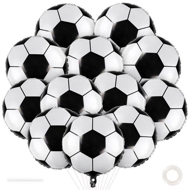 Globos de fútbol YOTHORN, 12 piezas, 46 cm, decoración de fiesta metalizada