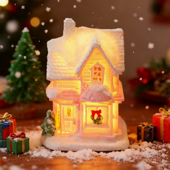 FXMLRLK Christmas Village Accessories Mini Gingerbread House Kit Ornaments Village House Resin Xmas Garden Miniature Kit Mini Gingerbread for Crafts Garden Accessories Gift,Style A-White