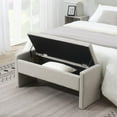 thumbnail image 2 of GZXS 47.25" Ottoman with Storage, Upholstered Entryway Bench with Safety Hinges, Bedroom Bench End of Bed, Light Gray, 2 of 8