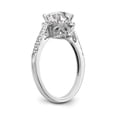 thumbnail image 6 of Solid 14K White Gold Diamond Oval Diamond Side-Stones with CZ Cubic Zirconia Center Stone Oval Halo Engagement Ring Size 7, 6 of 8