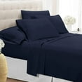 thumbnail image 3 of Luxury Bed Sheet Set 6 Piece - 12 Inch Deep Pocket - 400 Thread Count - 100% Egyptian Cotton, Cool and Breathable - Extra Soft and Luxury - Navy Blue Solid, Full XXL Size., 3 of 5