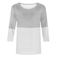 thumbnail image 4 of IROINID Hauts à Manches 3/4 Réduits pour Femmes T-shirt Imprimé Ample Blouse Mi-Longue Col Rond Hauts de Détente, Gris, 4 of 4
